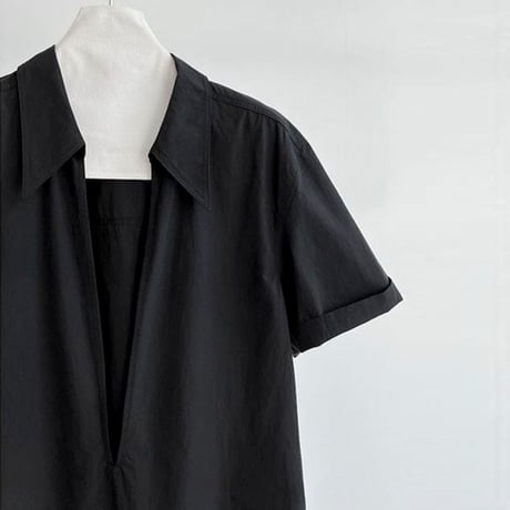 deep v-neck skipper shirt /2color　NK1821