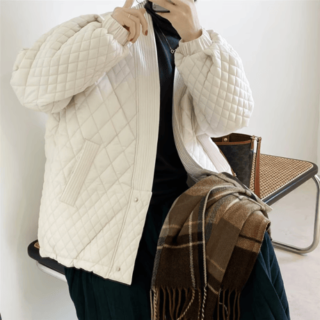 v-neck quilting blouson /2color　NK1714