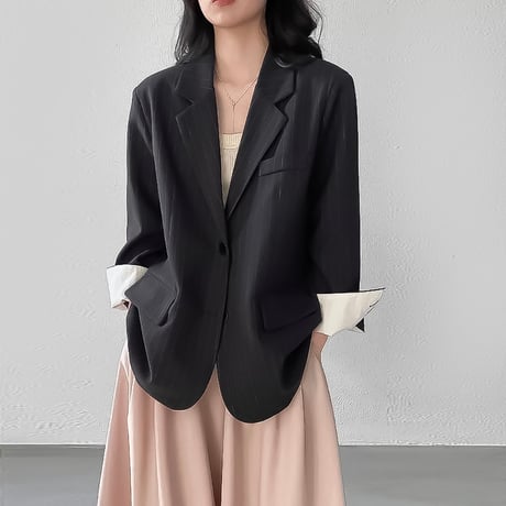 pinstripe oversized cuff jacket　VG2176