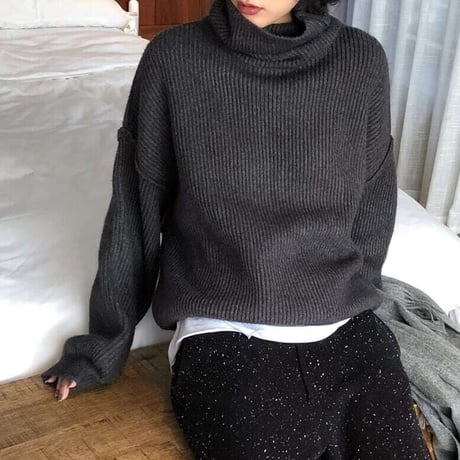 relaxed turtleneck knit pullover /2color　NK1990