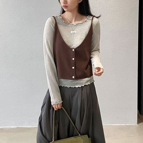 layered ruffle vest set /4color　NK2279