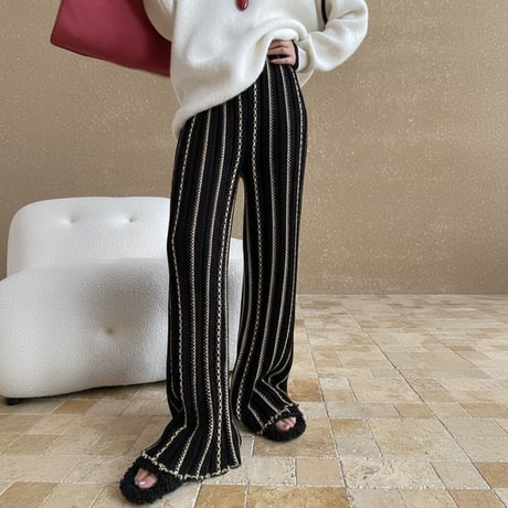 contrast stripe knit pants　NK1963