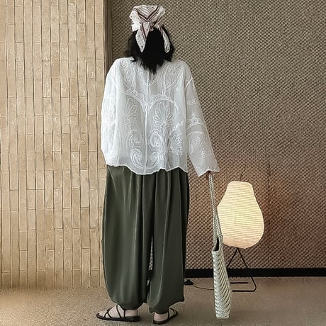 embroidery lace relaxed shirt　NK2239