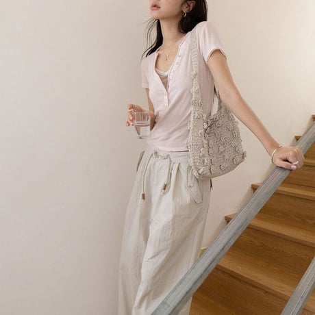 henley neck short sleeve t-shirt /3color　NK2364