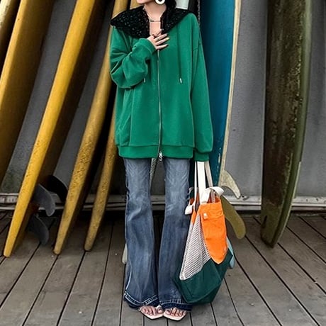 elegant comfort lace hoodie /2color　NK1718