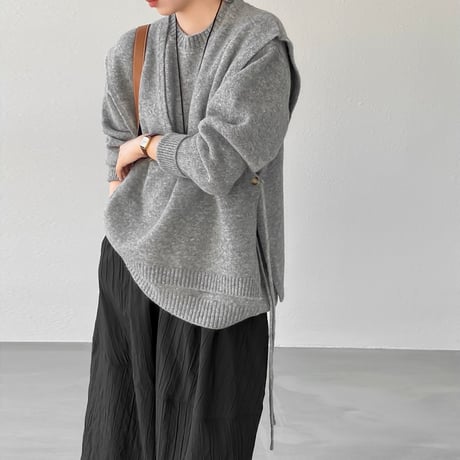 knit vest & pullover set /2color　NK2063