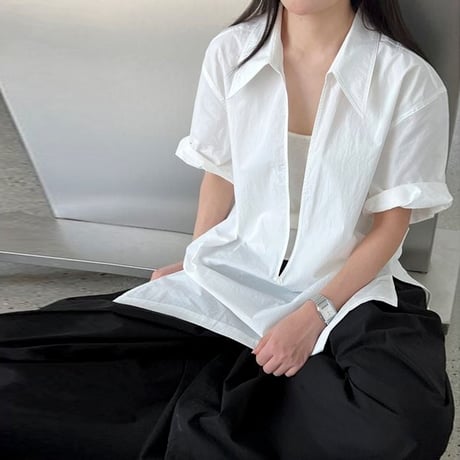 deep v-neck skipper shirt /2color　NK1821