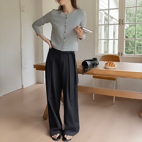 belted tuck wide pants /3color　NK2232