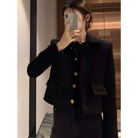 gold button tweed jacket　NK1274