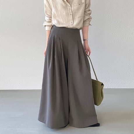 tencel cotton pleat wide pants /2color　NK2175