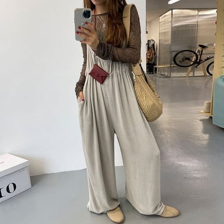 gather camisole wide all-in-one /2color　NK1824