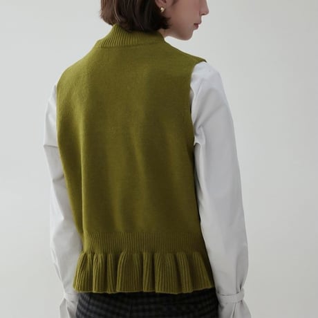 high neck peplum knit vest　NK2069