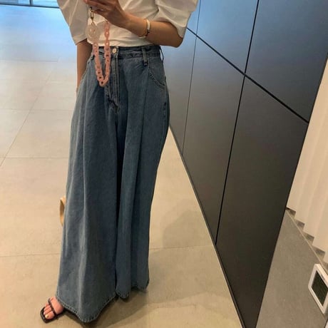 high waist wide denim pants　NK1399