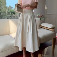 tuck pleated long A-line skirt /3color　NK2167