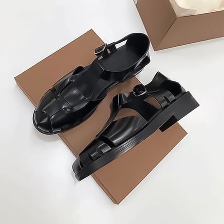 woven strap leather flat sandals /3color　NK2242