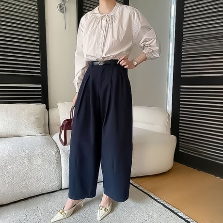 tuck detail relax wide pants /3color　NK2283