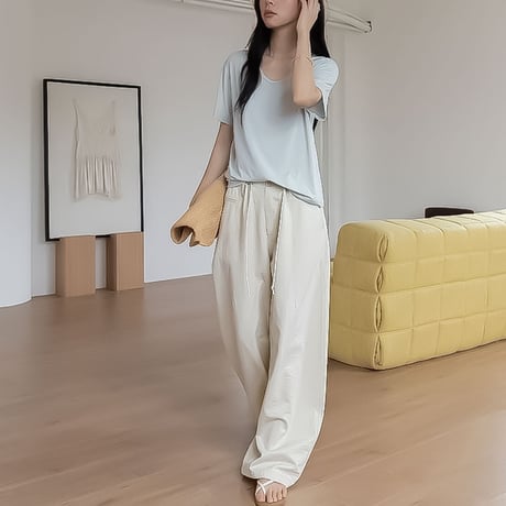 drawstring waist wide pants /3color　NK2372