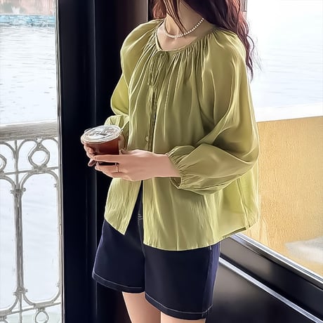 gathering 2-way airy blouse  /2color　NK2212