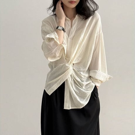 waist twist long sleeve shirt /2color　NK1806