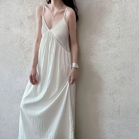 v-neck bust detail cami dress /2color　NK2264