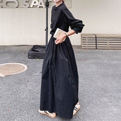 pullover docking flare long dress　NK1944