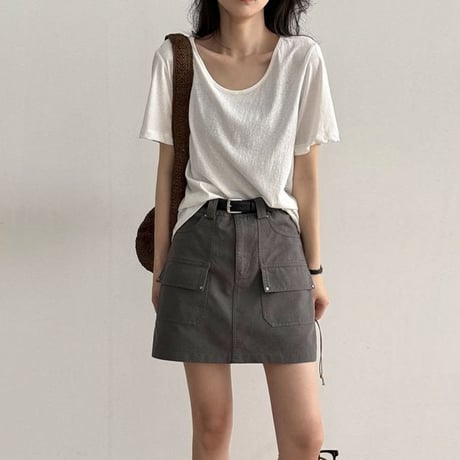 slub cotton u-neck t-shirt /7color　NK1804