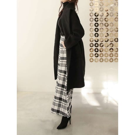 high waist wide check pants　NK1368