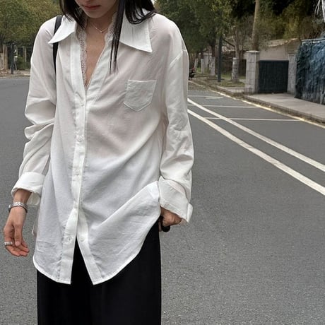 lace trim tencel long shirt /2color　NK2274