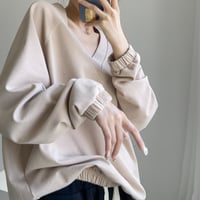 v-neck volume sleeve pullover /2color　NK1975