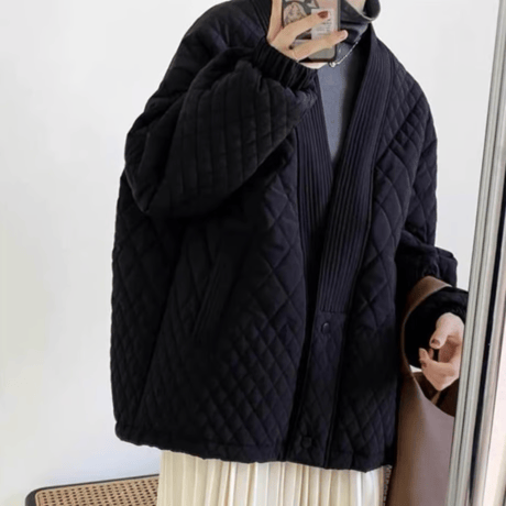 v-neck quilting blouson /2color　NK1714