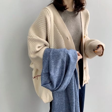 herringbone knit cardigan /2color　NK1621