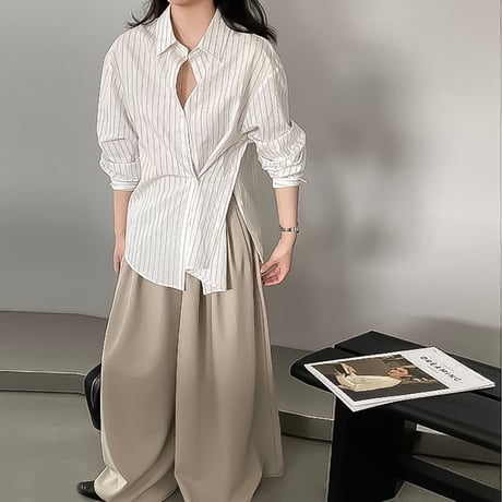 side slit striped shirt /2color　NK2187