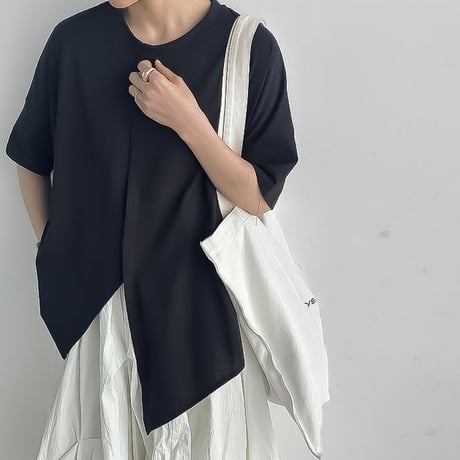 asymmetry slit box t-shirt /2color　NK2295