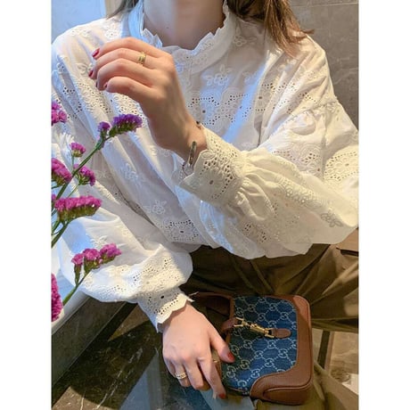 lace stand collar blouse　NK1079