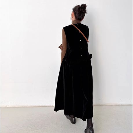sleeveless velvet vest dress　NK1781