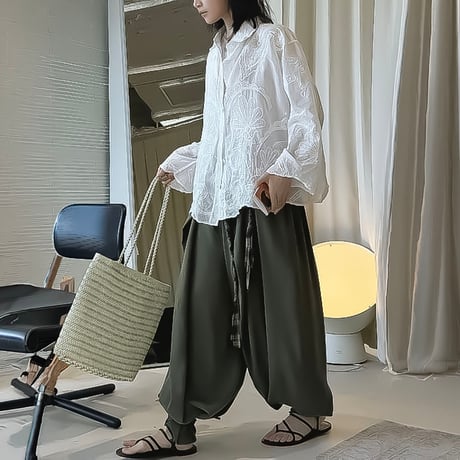 embroidery lace relaxed shirt　NK2239