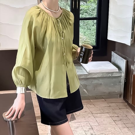 gathering 2-way airy blouse  /2color　NK2212