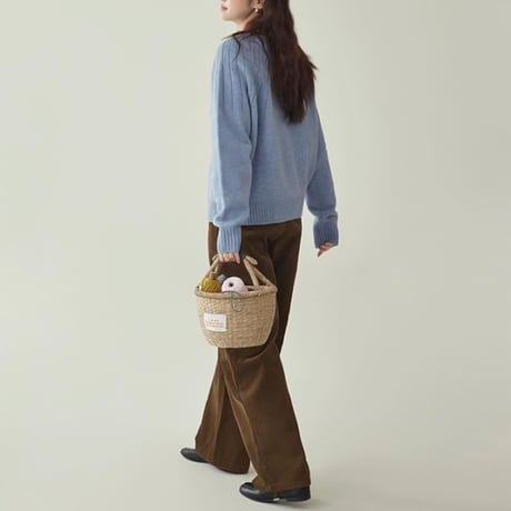 round yoke rib knit cardigan　NK2066