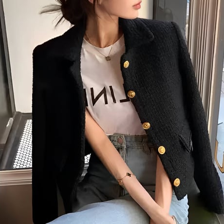 gold button tweed jacket　NK1274