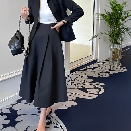 tuck flare long skirt /3color　NK2154