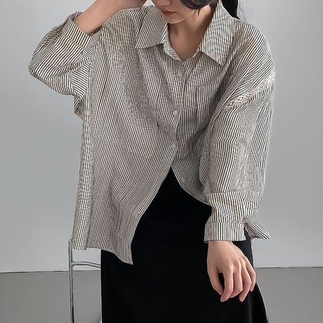 stripe sleeve lace shirt　NK2276