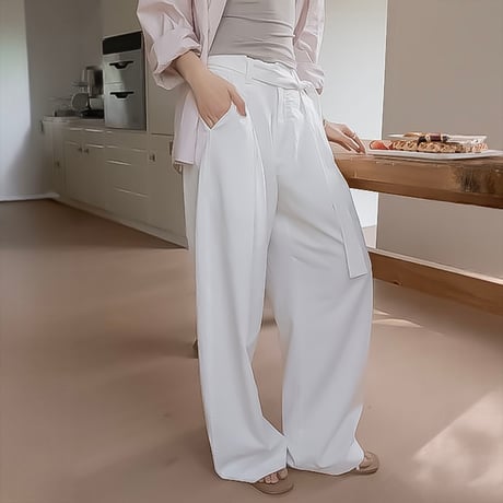 belted tuck wide pants /3color　NK2232
