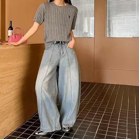 relaxed wide denim pants　NK2193