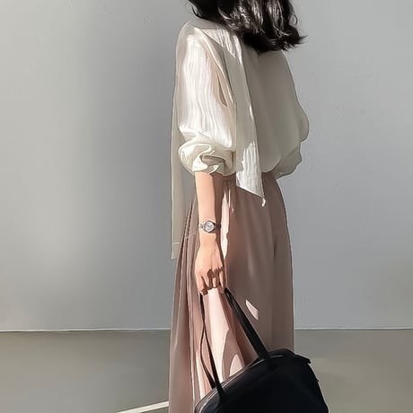 scarf-neck sheer blouse /2color　NK2321