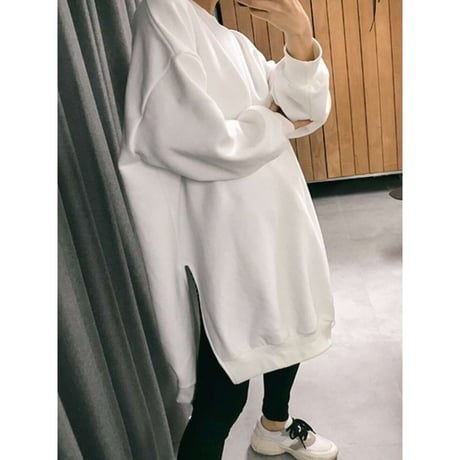 side slit over size sweatshirt clothes /4color　NK1310