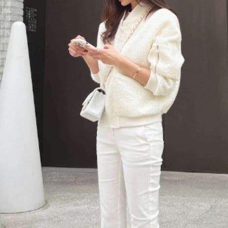 pearl fastener tweed blouson　NK1288