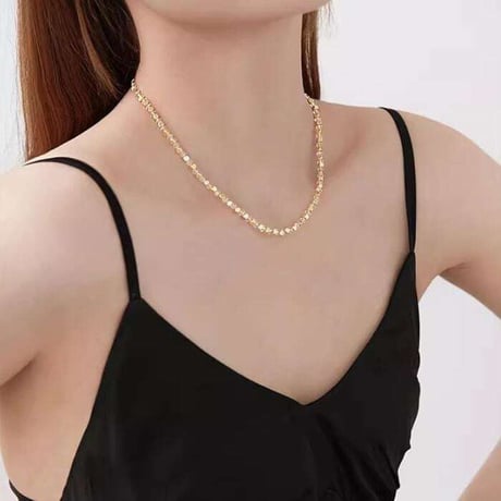 gold and clear chain necklace　NK1222