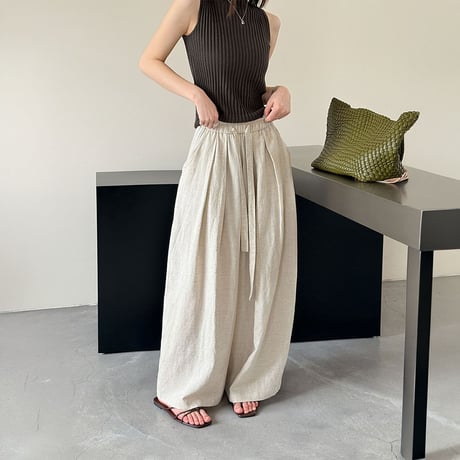 relaxed wide linen pants /2color　NK2224