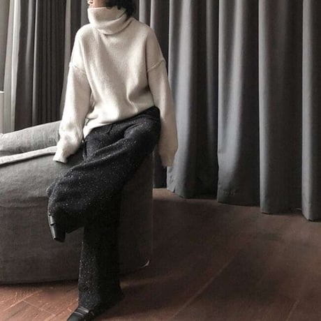 relaxed turtleneck knit pullover /2color　NK1990
