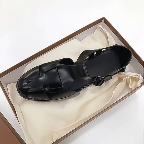 woven strap leather flat sandals /3color　NK2242